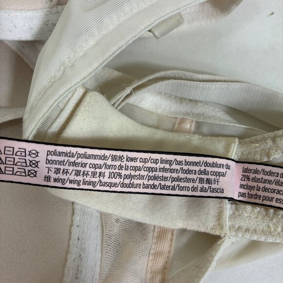 Victoria’s Secret Dream Angels Push-up Bra Beige Ivory Lace Sz 34DD - Picture 8 of 8